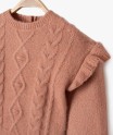 Pull grosse maille torsadée à volants bébé fille